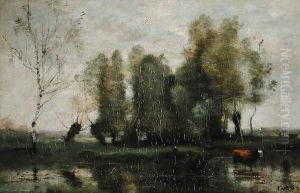 Trees in a Marshy Landscape, c.1855-60 by Jean-Baptiste-Camille Corot
