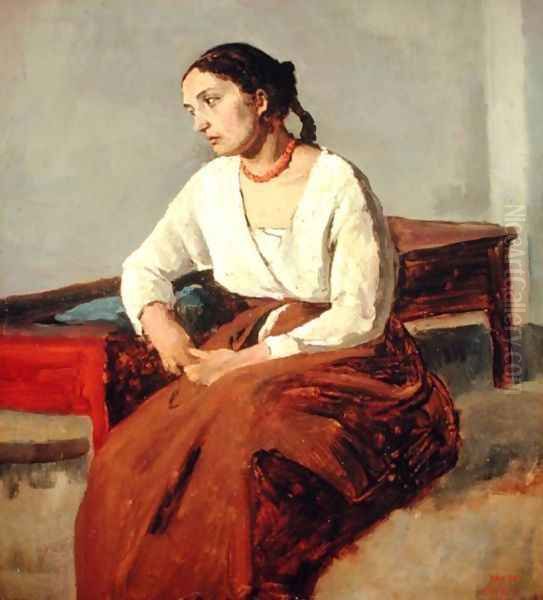 Seated Woman in Brown Skirt - view 1