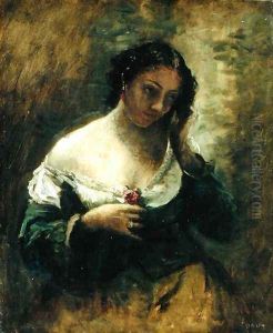 The Girl With The Rose, c.1865 by Jean-Baptiste-Camille Corot