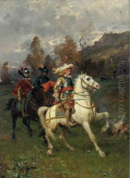 A Cavalier With Mounted Soldiers - view 1