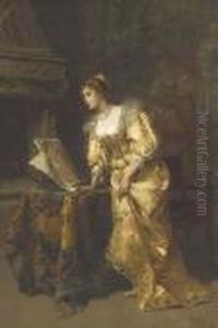 An Elegant Lady Reading Music by Cesare-Auguste Detti