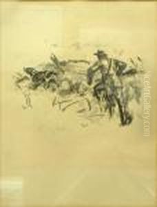 Jager Mit Jagdhund Im Feld by Ludwig Dettmann