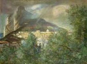 Anacapri Auf Capri Mit Tiberiusvilla by Ludwig Dettmann