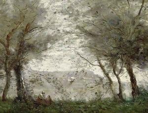 The Pond at Ville-d'Avray through the Trees, 1871 by Jean-Baptiste-Camille Corot