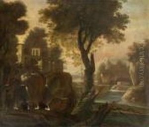 Sudliche Flusslandschaft Im Abendlicht. by Francois J. Deutsch