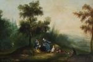 Jagdgesellschaft Mit Erlegtem Hirsch. by Francois J. Deutsch