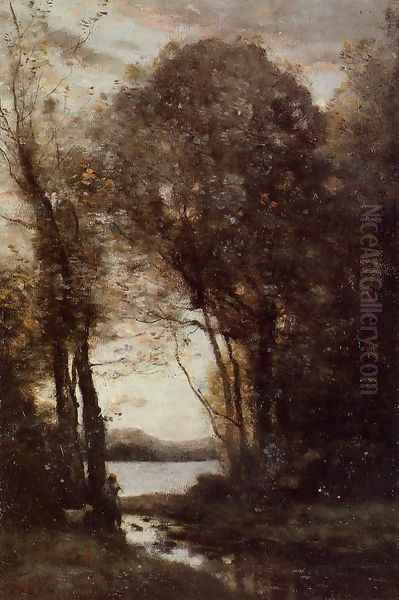 Goatherd Standing, Playing the Flute under the Trees - view 1