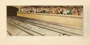 [quai De Metro, Heure De Pointe]. Vers 1910 by Andre Devambez