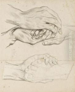 Une Etude De Pied; Et Une Etude De Mains Jointes by Achille-Jacques-Jean-Marie Deveria