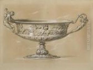 Une Coupe Sculptee Representant Une Course D'auriges, Des Anses Formes De Femmes Une Coupe Sculptee Representant Une Course D'auriges, Des Anses Formes De Femmes