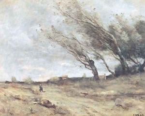 The Gust of Wind, c.1865-70 by Jean-Baptiste-Camille Corot
