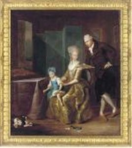 Group Portrait Of A Husband And Wife In A Drawing Room by Arthur Devis