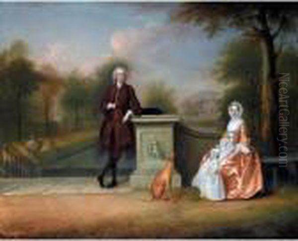 Portrait Of A Gentleman, With
His Wife And Child, Possibly Captain The Hon. The Rev. Robert
Cholmondeley And His Wife, Mary - view 1