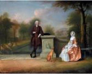 Portrait Of A Gentleman, With
His Wife And Child, Possibly Captain The Hon. The Rev. Robert
Cholmondeley And His Wife, Mary by Arthur Devis