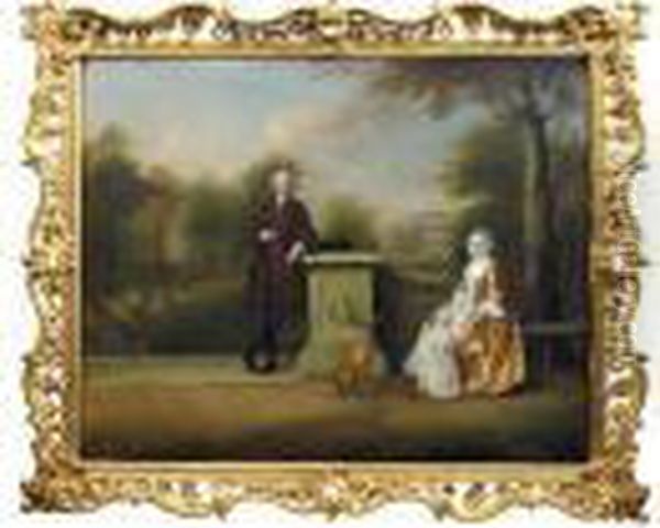 Portrait Of A Gentleman, With
His Wife And Child, Possibly Captain The Hon. The Rev. Robert
Cholmondeley And His Wife Mary - view 1