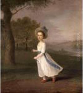 Portrait Of A Young Girl In An Extensive Landscape by Arthur Devis