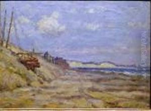 Coastal Scene With White Cliffs In The Distance by Frederick Usher Devoll