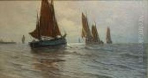 Uitvarende Boten Te Oostende. by Albert Isidore Devos