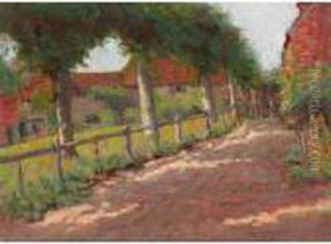 A Rural French Village Scene by Wynford Dewhurst