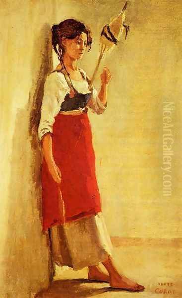 Young Italian Woman from Papigno with Her Spindle - view 1