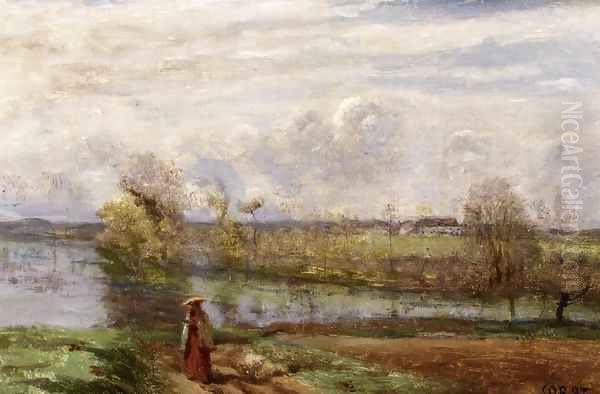 Girl Reading by the Water - view 1