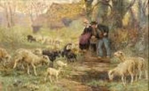 Les Gardiens De Moutons by Theophile Louis Deyrolle