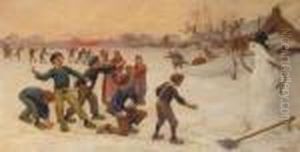 Playing With Snowballs by Theophile Louis Deyrolle