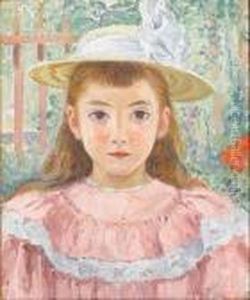 Jeune Fille A La Robe Rose by Emile Alfred Dezaunay
