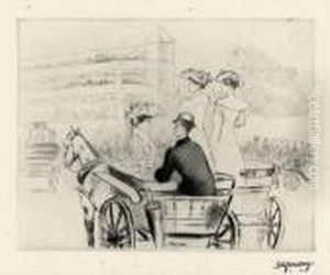 [elegants Et Elegantes En Caleche]. Vers 1910 by Emile Alfred Dezaunay