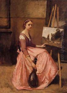 Young Woman in a Red Dress by Jean-Baptiste-Camille Corot