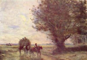 Heuwagen by Jean-Baptiste-Camille Corot