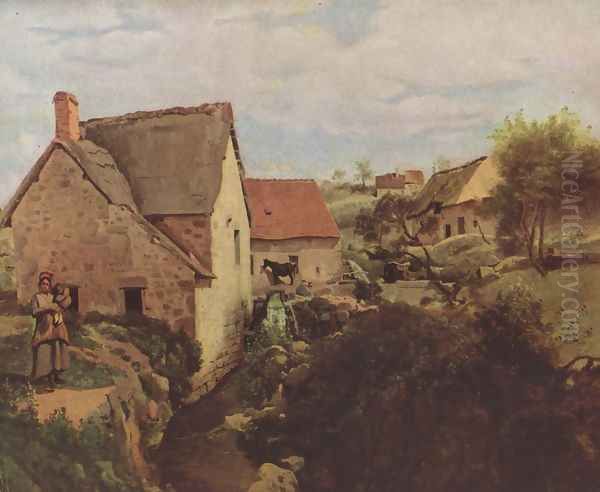 Hütten mit Mühle am Bachufer - view 1