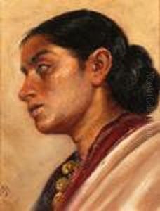 Head Of A Young Woman by Mahadev Vishvanath Dhurandhar