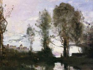 Edge of a Lake (also known as Souvenir of Italy) by Jean-Baptiste-Camille Corot