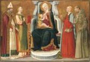 The Madonna And Child With A 
Bishop Saint, Saints Catherine Ofalexandria, Margaret Of Antioch And 
Francis Of Assisi by Bicci Di Neri