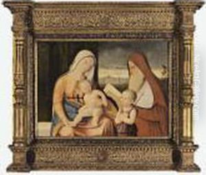 The Madonna And Child With Saint John The Baptist And Saint Jerome by Francesco Bissolo