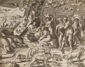 Noah Leaving The Ark (bartsch 4) by Giulio Bonasone