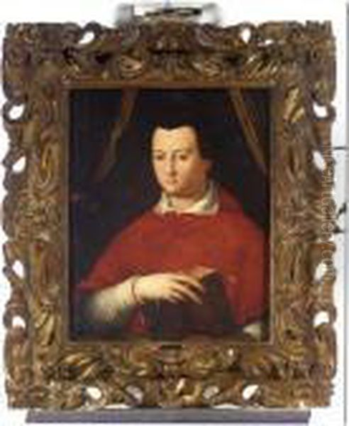 A Portrait Of Cardinal Giovanni
Di Cosimo I De' Medici (1543-1562), Half Length, Holding A Bible - view 1