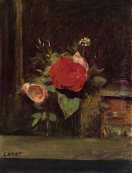 Bouquet of Flowers in a Vase next to a Pot of Tobacco - view 1