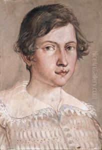 Portrait Of A Young Man In A Light Brown Jacket And Lacecollar by Giovanni Giovanni da San (Mannozzi)