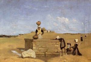 Breton Women at the Fountain by Jean-Baptiste-Camille Corot