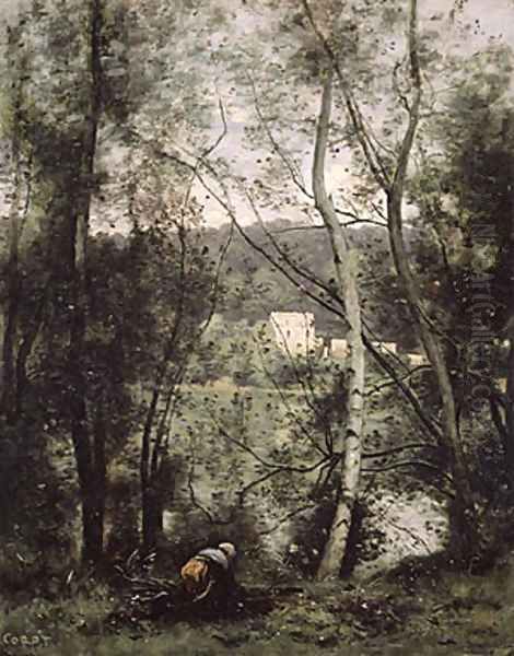 A Woman Gathering Faggots at Ville dAvray ca 1871 - view 1