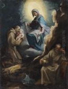 Saint Antoine Recevant L'enfant Jesus De La Vierge by Ventura Salimbeni