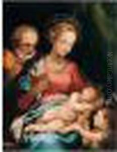 The Holy Family With The Infant Saint John The Baptist by Ventura Salimbeni