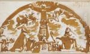 Deux Saints En Adoration Dans Un Lunette