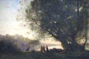 Dance Under the Trees Beside the Lake by Jean-Baptiste-Camille Corot