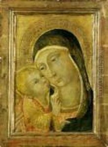Madonna Mit Kind Vor Goldgrund. by Ansano Mancio Di Sano Di Pietro