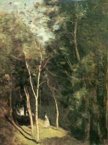 In a Park by Jean-Baptiste-Camille Corot