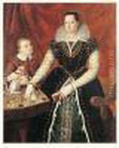 Portrait De Jeune Femme Et De Son Fils by Santi Di Tito