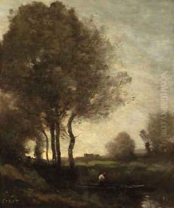 Pcheur en barque (Fisherman in a Boat) by Jean-Baptiste-Camille Corot